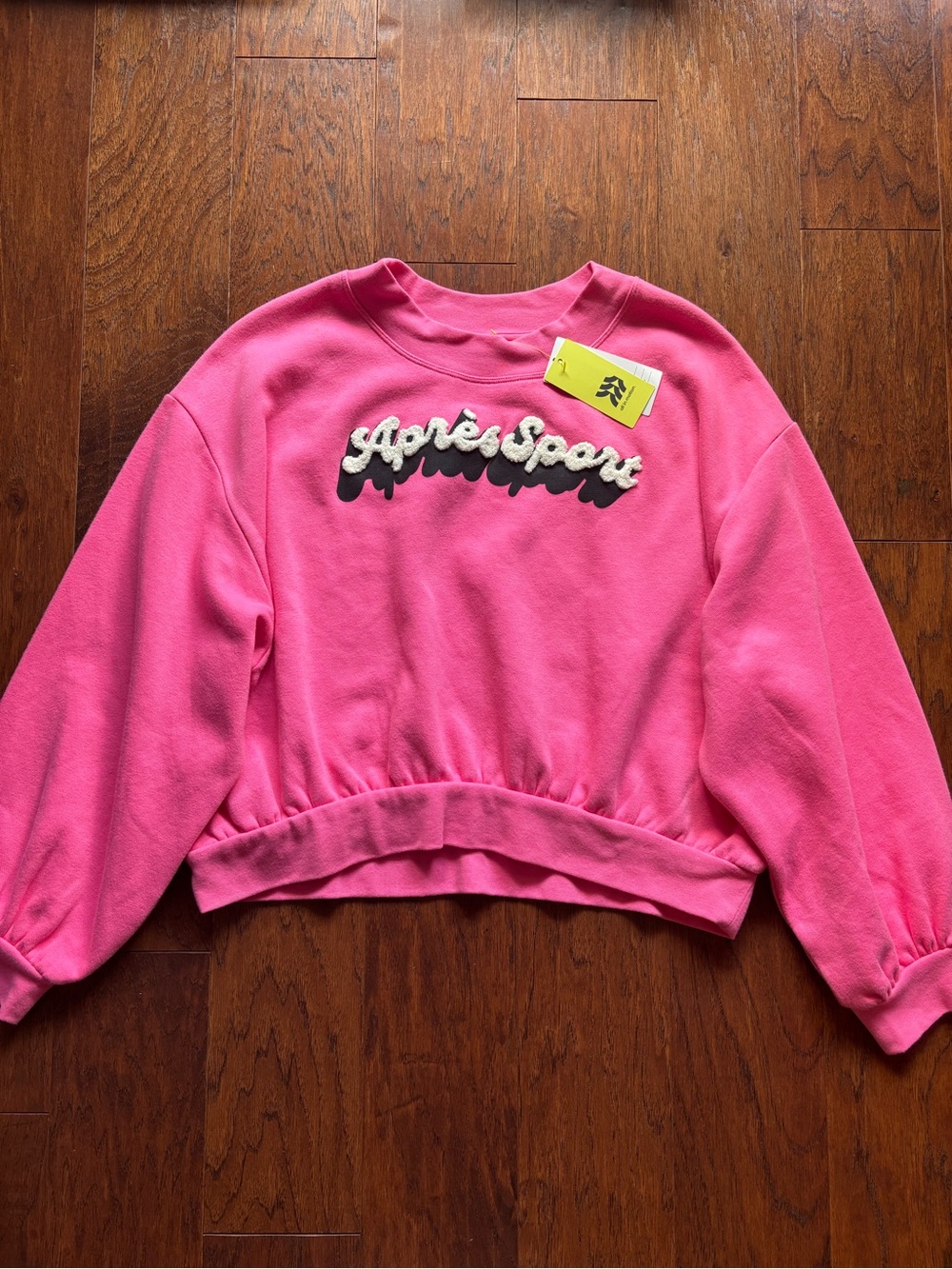 All in Motion Hot Pink Cropped Après Sport Crewneck Sweatshirt | Size L - Picture 12 of 12